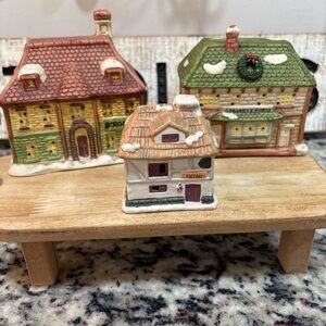 1991 National Rennoc Christmas Collectibles Buildings  - Vintage - Set Of 3